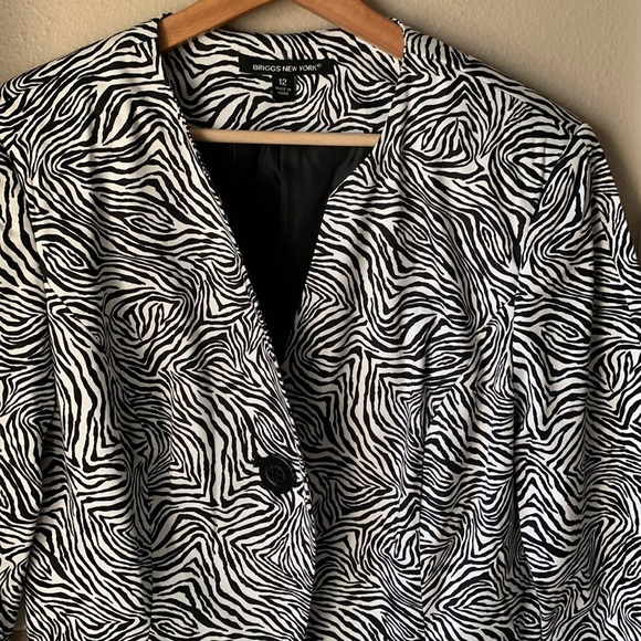 BRIGGS NEW YORK Animal Print 3/4 Sleeve Jacket - Picture 1 of 7